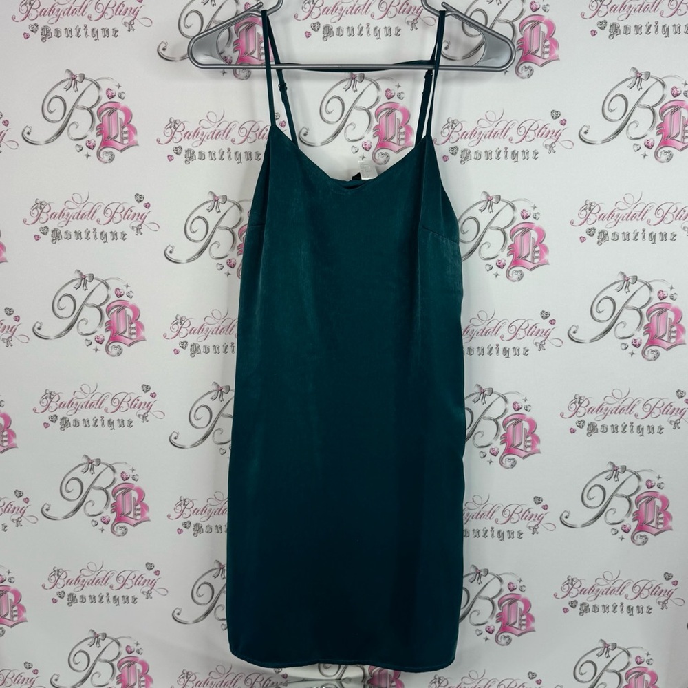 H&M divided dress shiny shimmer material strappy thin Teal Dress